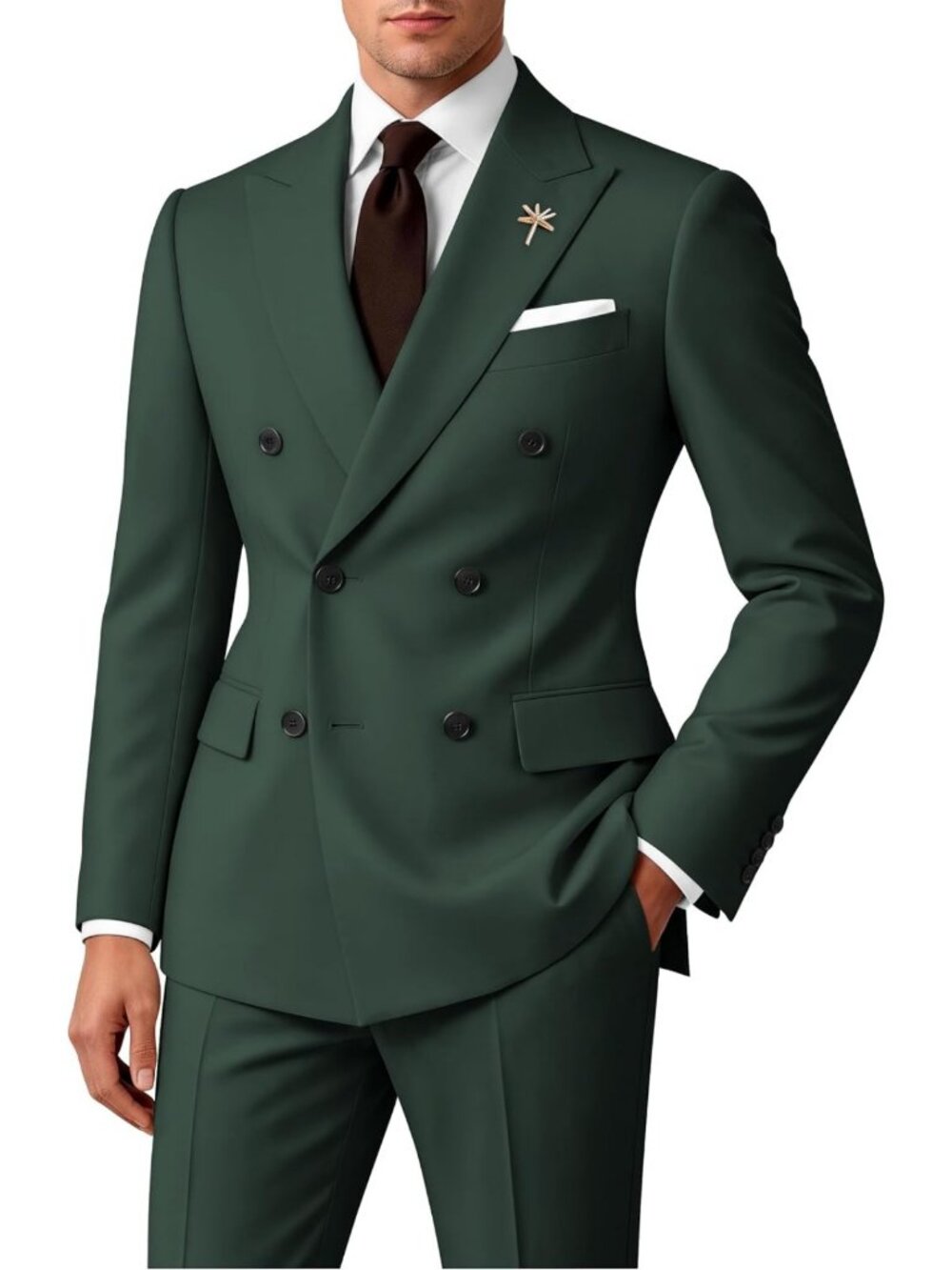 Stylish Double Breasted Slim Fit Men's Suit Set for Wedding, Prom & Events